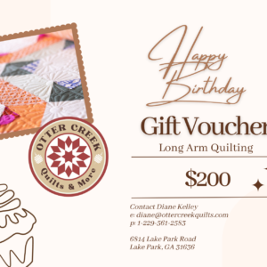 Gift Voucher Long Arm Quilting Services